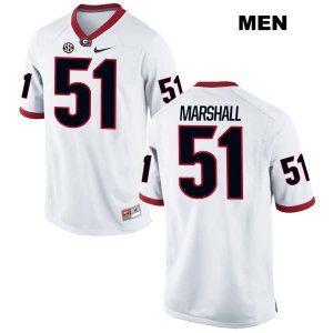 Men's Georgia Bulldogs NCAA #51 David Marshall Nike Stitched White Authentic College Football Jersey HWL6554ZP